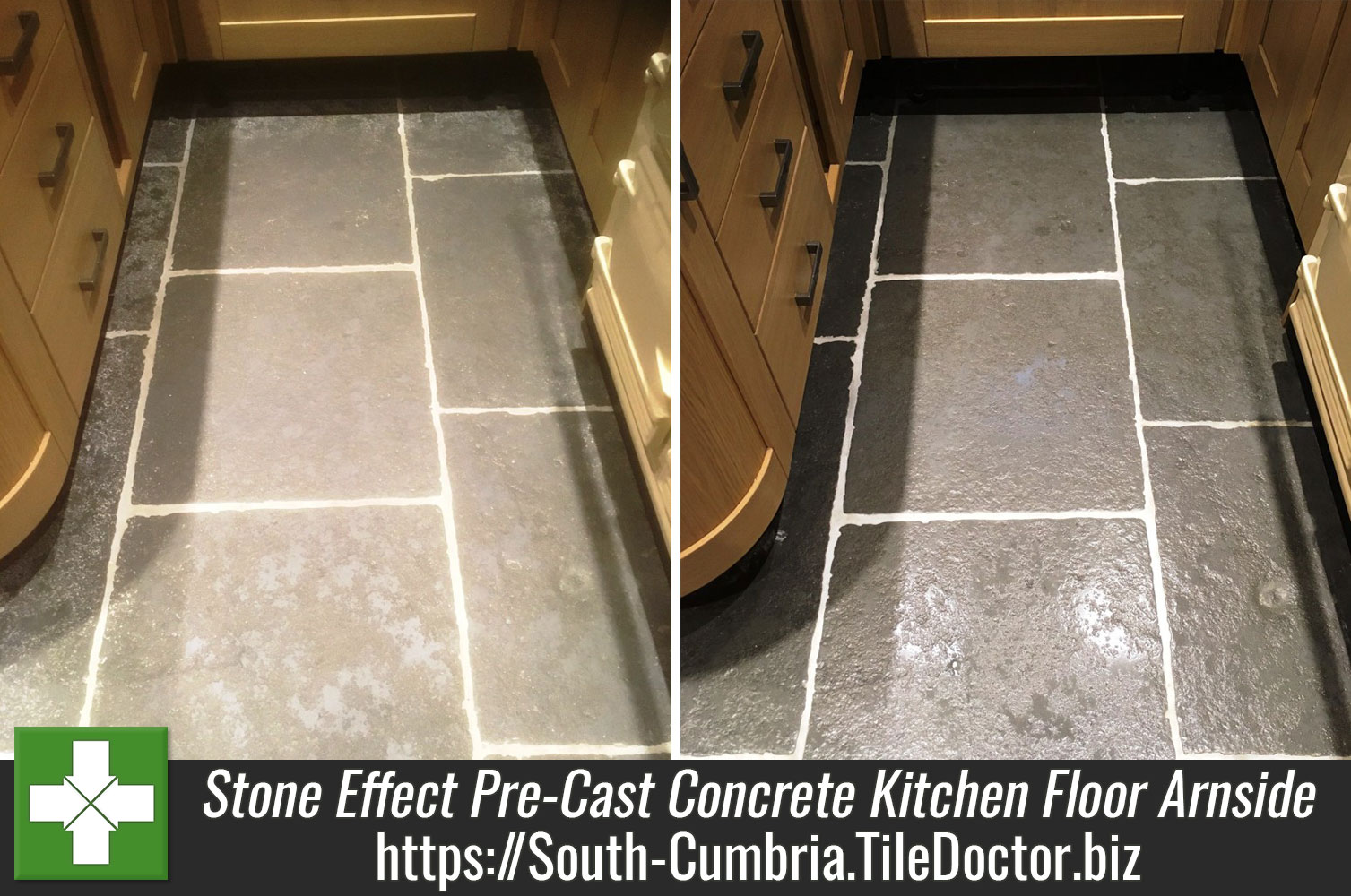 Stone Effect Pre Cast Concrete Kitchen Flooring Deep Cleaned in Arnside