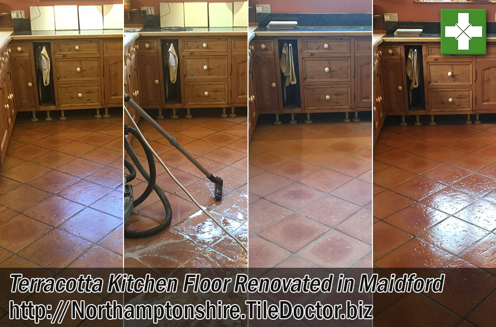 Terracotta Tiles Before After Deep Cleaning and Sealing Maidford