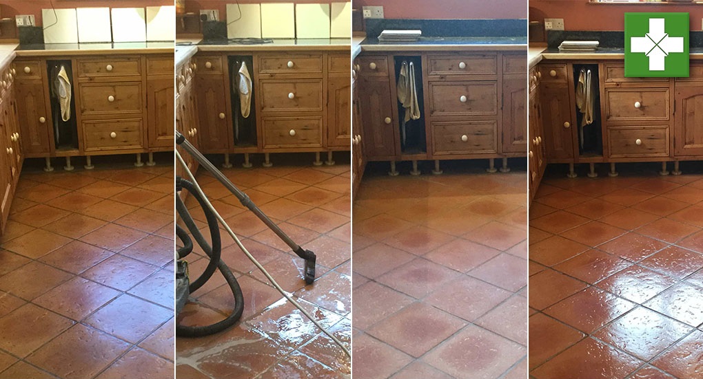 Terracotta Tiles Before After Deep Cleaning and Sealing Maidford