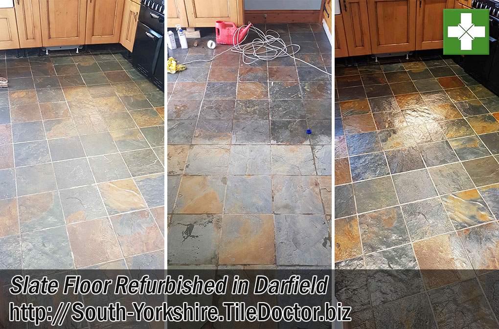 Slate Tiled Floor Before During After Refurb Darfield