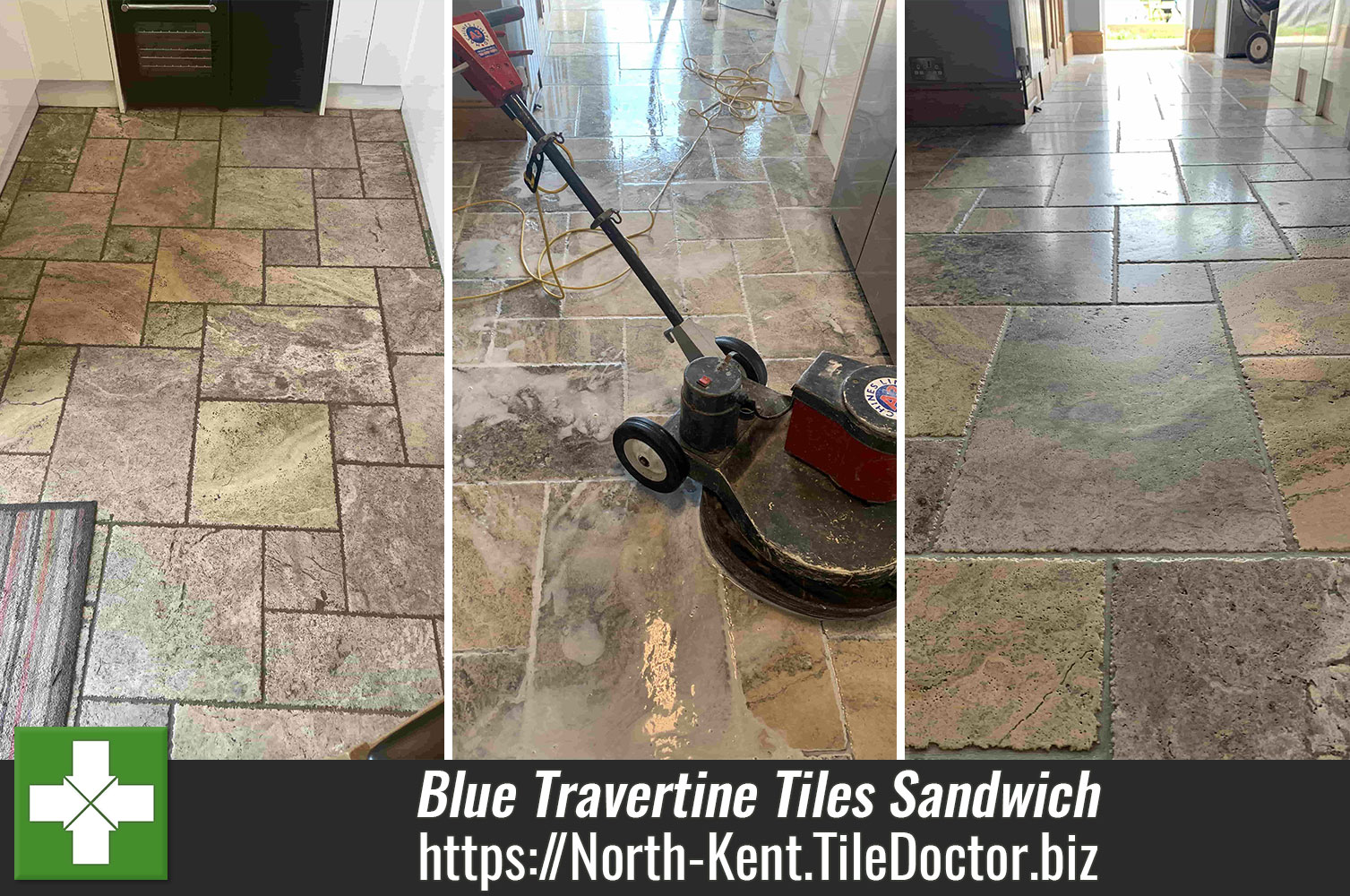 Blue Travertine Kitchen Floor Tiles Renovated in Sandwich Kent