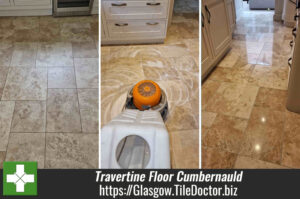 Travertine Tiled Kitchen Floor Renovation Cumbernauld