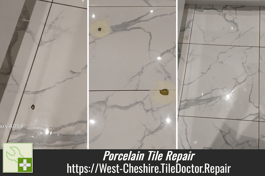 Hole Damaged Porcelain Floor Tile Repair Birkenhead Kitchen