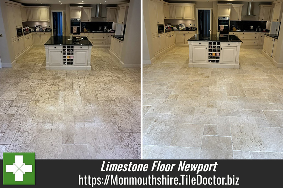 Unfilled Limestone Tiled Floor Cleaning Sealing Newport