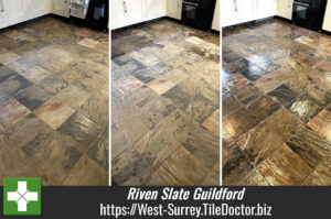 Riven Slate Tiled Kitchen Floor Cleaning and Sealing Guildford